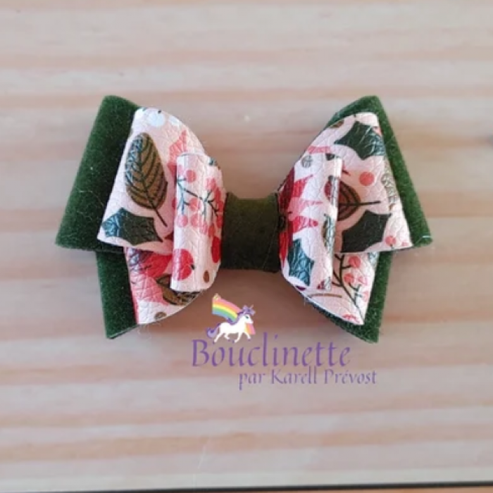 BOUCLES EN SIMILICUIR | FLEURs VERTES | NOËL